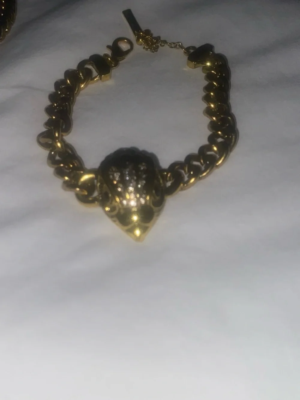Kurt Geiger Gold and Black Chunky Chain Necklace with Shell Accent
